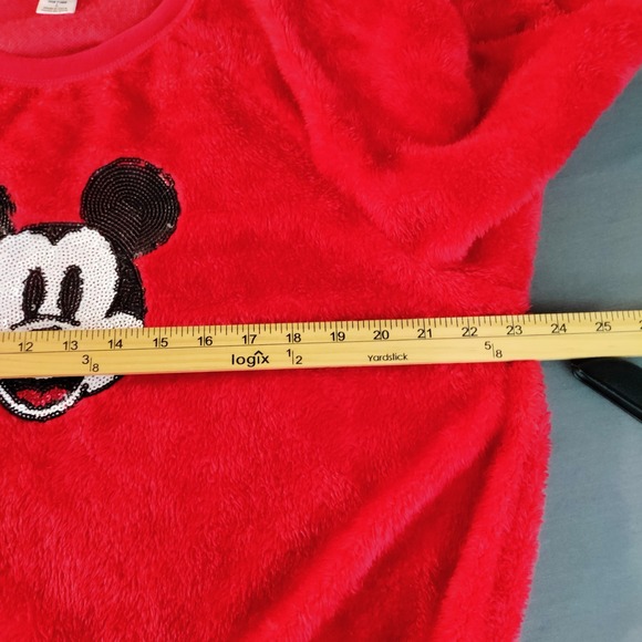 Disney Mickey Mouse Modern Lux Jerry Leigh Plush Sequin Red Sweater L Nostalgic - Picture 12 of 14
